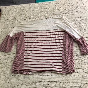 Maroon and White Striped 3/4 Tee